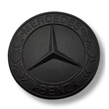 Bonnet Badge Full Black For Mercedes Front Emblem Hood 57mm Black