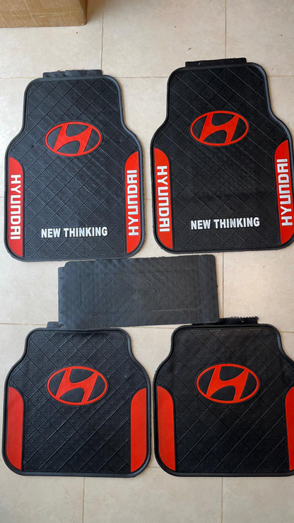 Hyundai Red Sport Rubber Floor Mats – Premium Universal 5PCS Set
