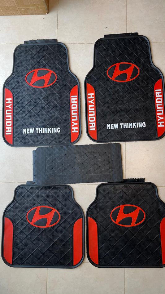 Hyundai Red Sport Rubber Floor Mats – Premium Universal 5PCS Set