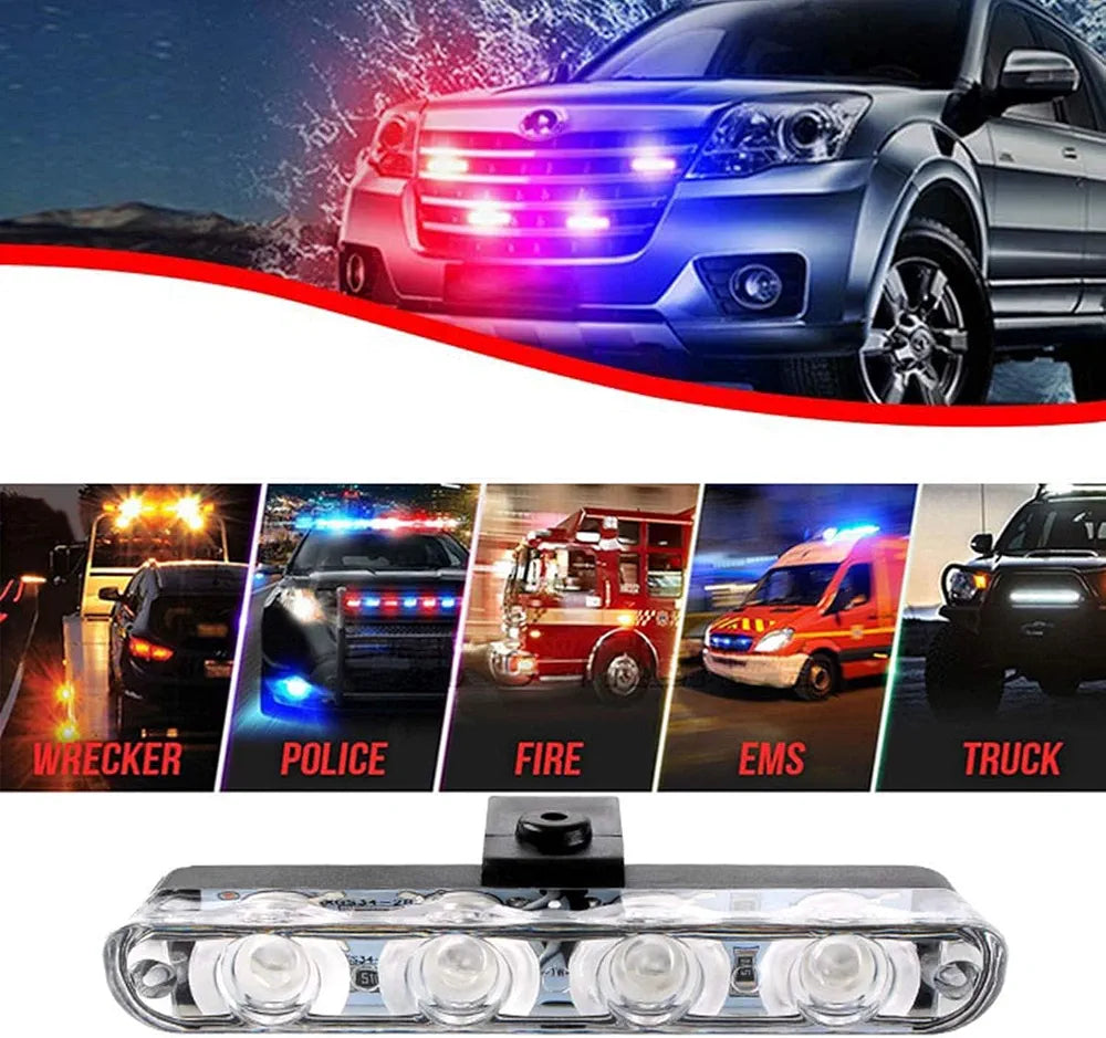 Car 8 in 1 Red Blue 32 LED Police Strobe Flashing Light Dash Emergency Warning Lamp 12V