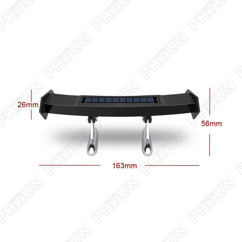 12V Black Mini Solar Energy LED Rear Wing Spoiler Auto Car Trunk Tail Decoration