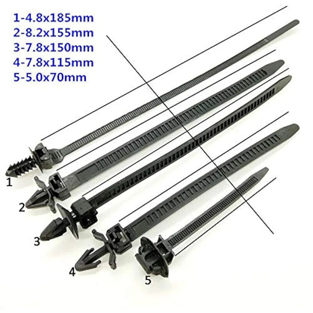 100pcs Fastener Cable Tie Zip Clip Band Bundled Car Wire Harness Newest