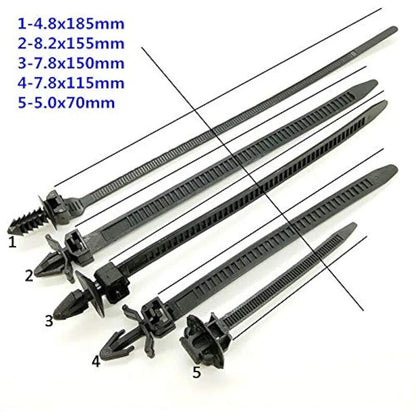 100pcs Fastener Cable Tie Zip Clip Band Bundled Car Wire Harness Newest