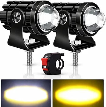 2X LED Headlight Yellow White Hi/Lo Spot Light Driving Fog Lamp ATV