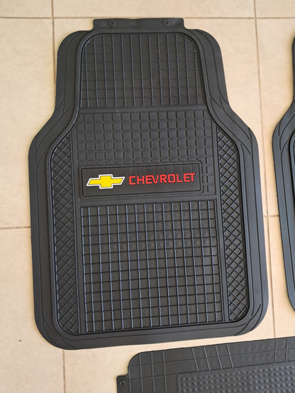 Chevrolet Red Logo SportLine Rubber Floor Mats – Anti-Slip All-Season 5 Piece Set