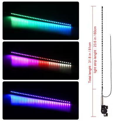 Bluetooth 70 Cm LED Whip,Light Whip,RGB Warning Lights for Car 12V/24V LED Antenna Lights, Illuminated Antenna Whips, Brake Light for , ATV, SUV