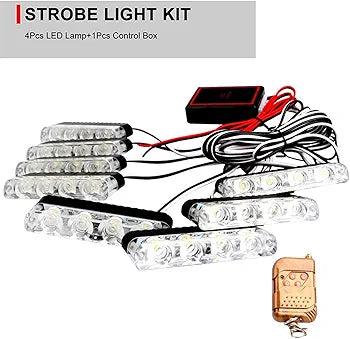 Car 8 in 1 Red Blue 32 LED Police Strobe Flashing Light Dash Emergency Warning Lamp 12V