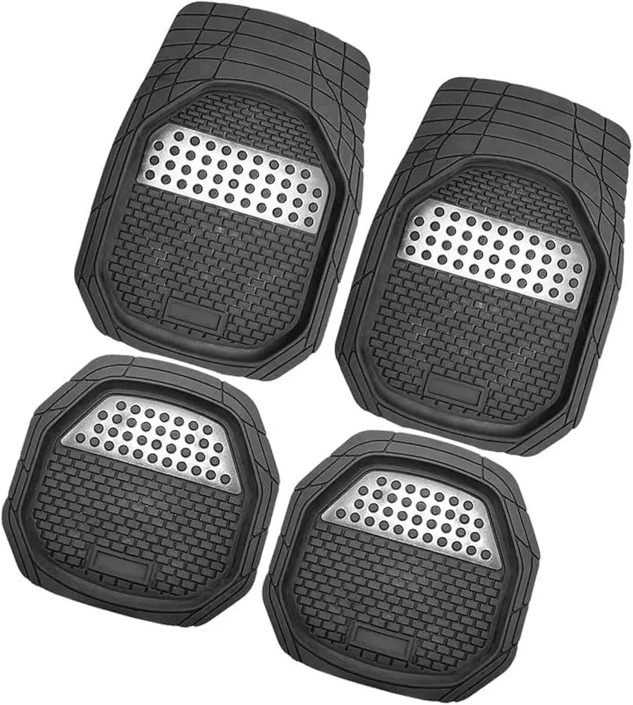 4 Piece Automotive Floor Mats Black Universal Fit Heavy Duty Rubber for all weather protection fits most Cars, SUVs, and Trucks