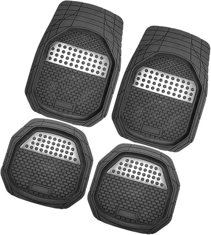4 Piece Automotive Floor Mats Black Universal Fit Heavy Duty Rubber for all weather protection fits most Cars, SUVs, and Trucks