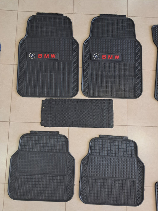 BMW Red Logo SportLine Rubber Floor Mats – Anti-Slip All-Season 5 Piece Set