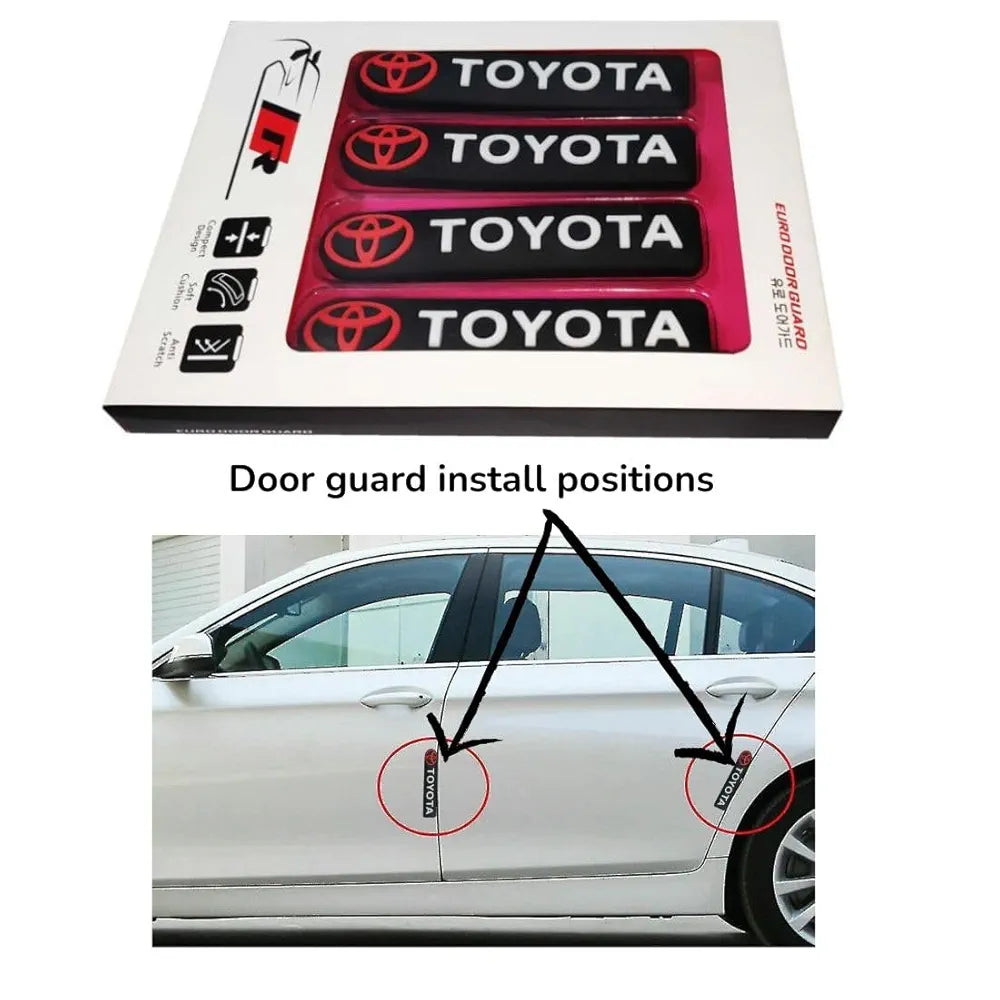 Car Rubber Door Edge Guard Suitable for Toyota Cars, Set of 4pcs Anti Scratch and Anti Collision, Black Color
