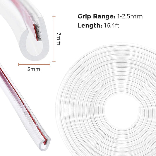 5 Meters Transparent Car edge Protector Strip 5M car edge trim rubber seal protector U-shaped car protection door edge protector, Fit for SUV Sedan MPV and Most Models
