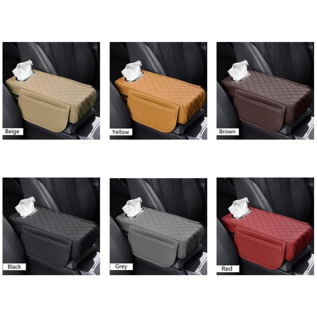 Car Console Armrest Cover with Memory Foam Cushion & Tissue Storage