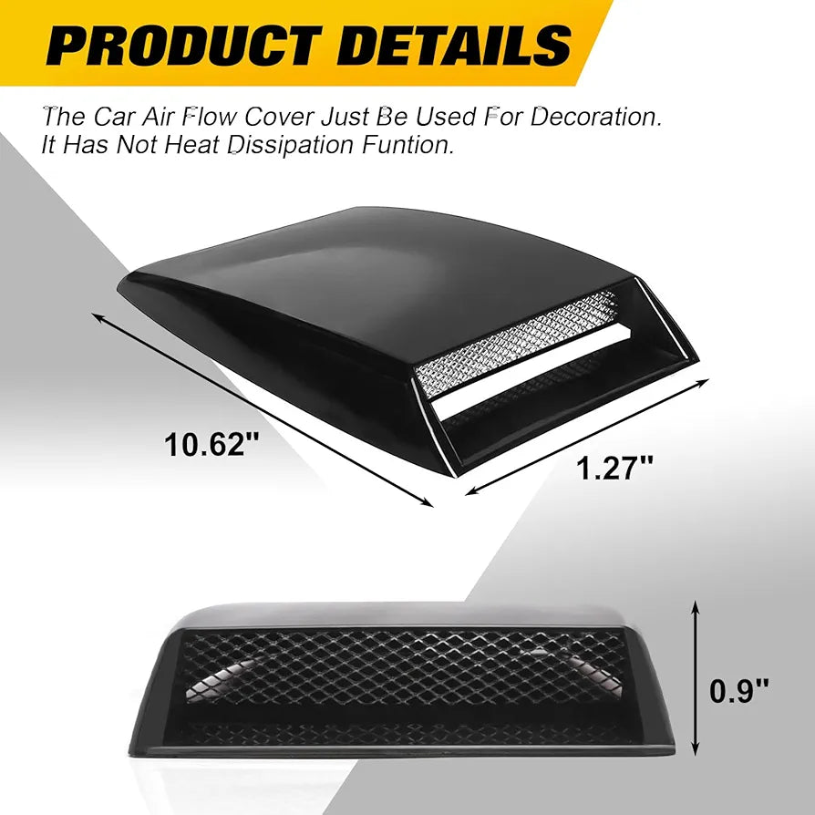 Car Deco Fake Air Vent Bonnet Hood, Universal Fit, Black, Carbon Fiber