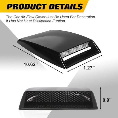 Car Deco Fake Air Vent Bonnet Hood, Universal Fit, Black, Carbon Fiber