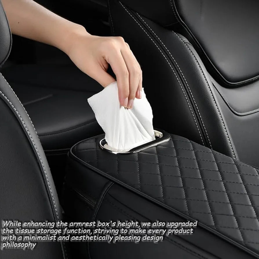 Car Console Armrest Cover with Memory Foam Cushion & Tissue Storage