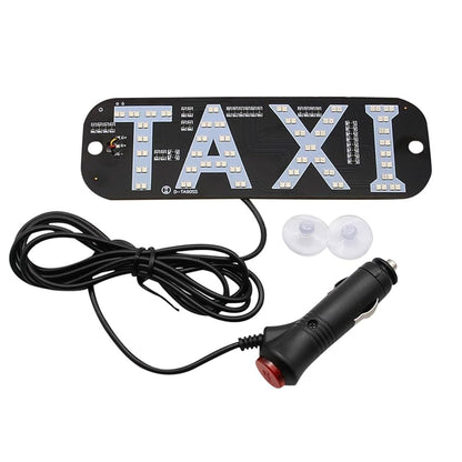 Taxi Light, Taxi LED Sign Decor, Taxi LED Light Logo, Flashing Hook on Car Window with DC12V Car Charger Inverter for Rideshare Driver Taxi Light up Sign