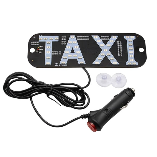 Taxi Light, Taxi LED Sign Decor, Taxi LED Light Logo, Flashing Hook on Car Window with DC12V Car Charger Inverter for Rideshare Driver Taxi Light up Sign
