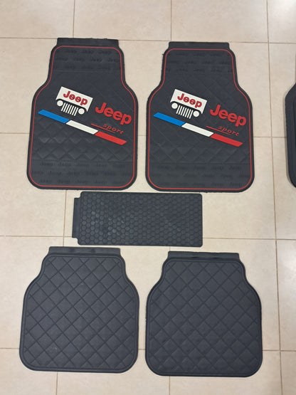 Jeep Sport Rubber Floor Mats – Universal Fit All-Weather Car Mats (5 PCS)