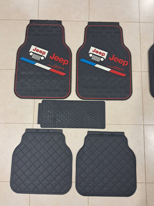 Jeep Sport Rubber Floor Mats – Universal Fit All-Weather Car Mats (5 PCS)