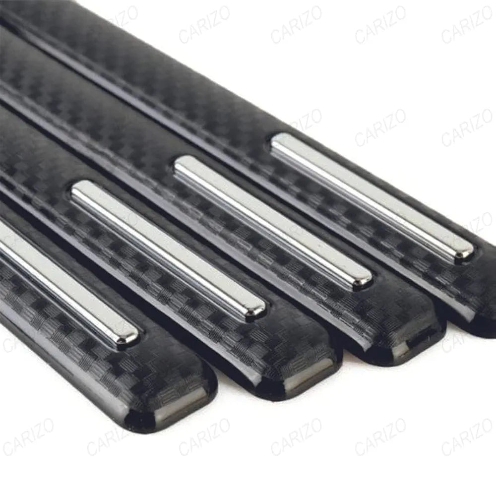 Universal Black & Chrome Anti-Collision Patch Bumper and Door Guard Strip Anti-Scratch Bumper Protector Trim Compatible with All Cars & SUVs (Pack of 4)