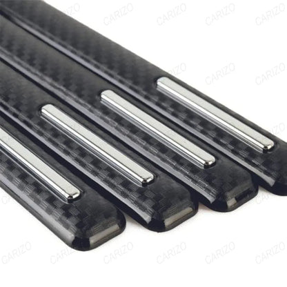 Universal Black & Chrome Anti-Collision Patch Bumper and Door Guard Strip Anti-Scratch Bumper Protector Trim Compatible with All Cars & SUVs (Pack of 4)