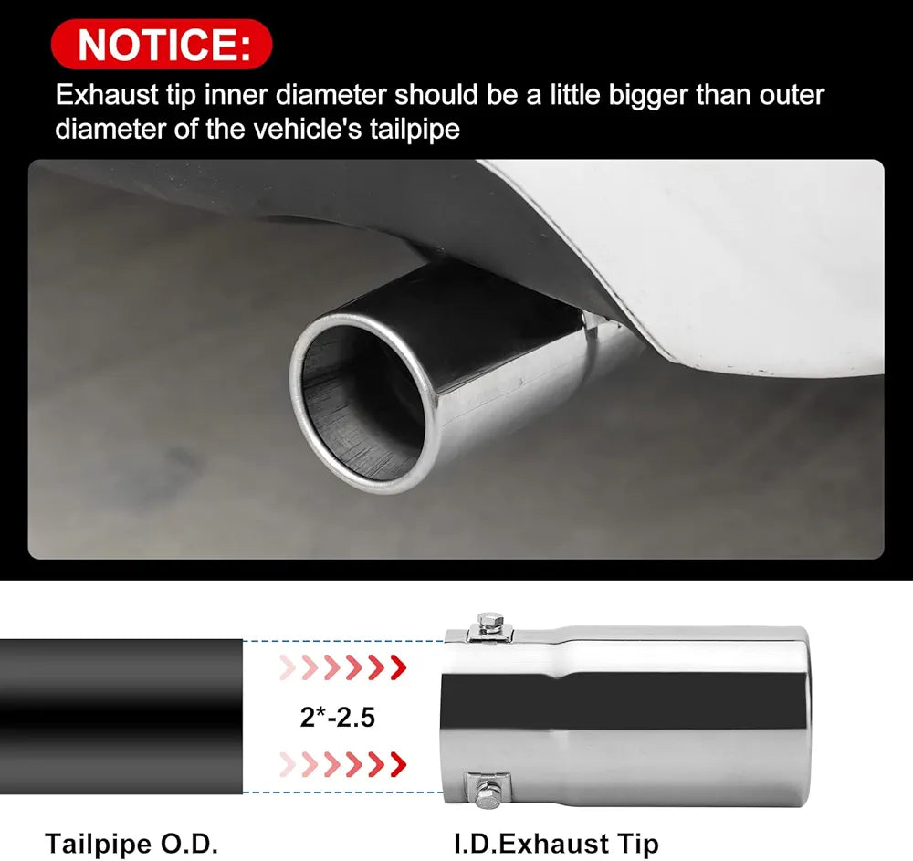 A15 Universal Fit 1.5-2 - 2.25-2.5 Inch Exhaust Tail Pipe Diameter Exhaust Tip Exhaust tip Steel Car Muffler Tips (A15-2)