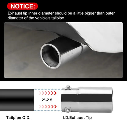 A15 Universal Fit 1.5-2 - 2.25-2.5 Inch Exhaust Tail Pipe Diameter Exhaust Tip Exhaust tip Steel Car Muffler Tips (A15-2)