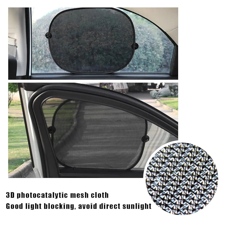 2 PCS Car Window Shade, 14"×17" Rear Side Window Sunshade Protector with Suction Cups, Foldable Sunlight Shield Blocks Sun, Glare and UV Rays, Universal Car Accessories