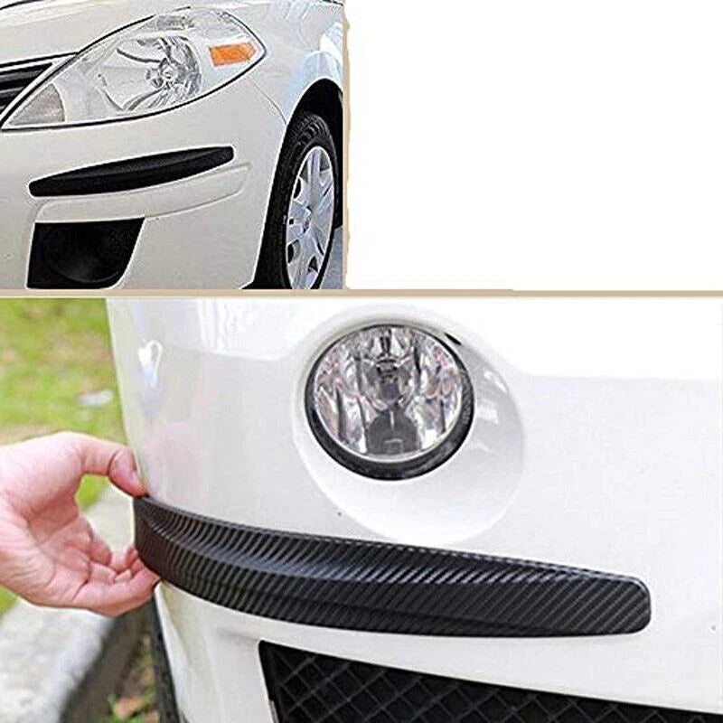 2 Pieces Car Corner Protector Sticker, Carbon Fiber Style Front and Rear Bumper Protector Corner Protector Scratch Sticker(Black)