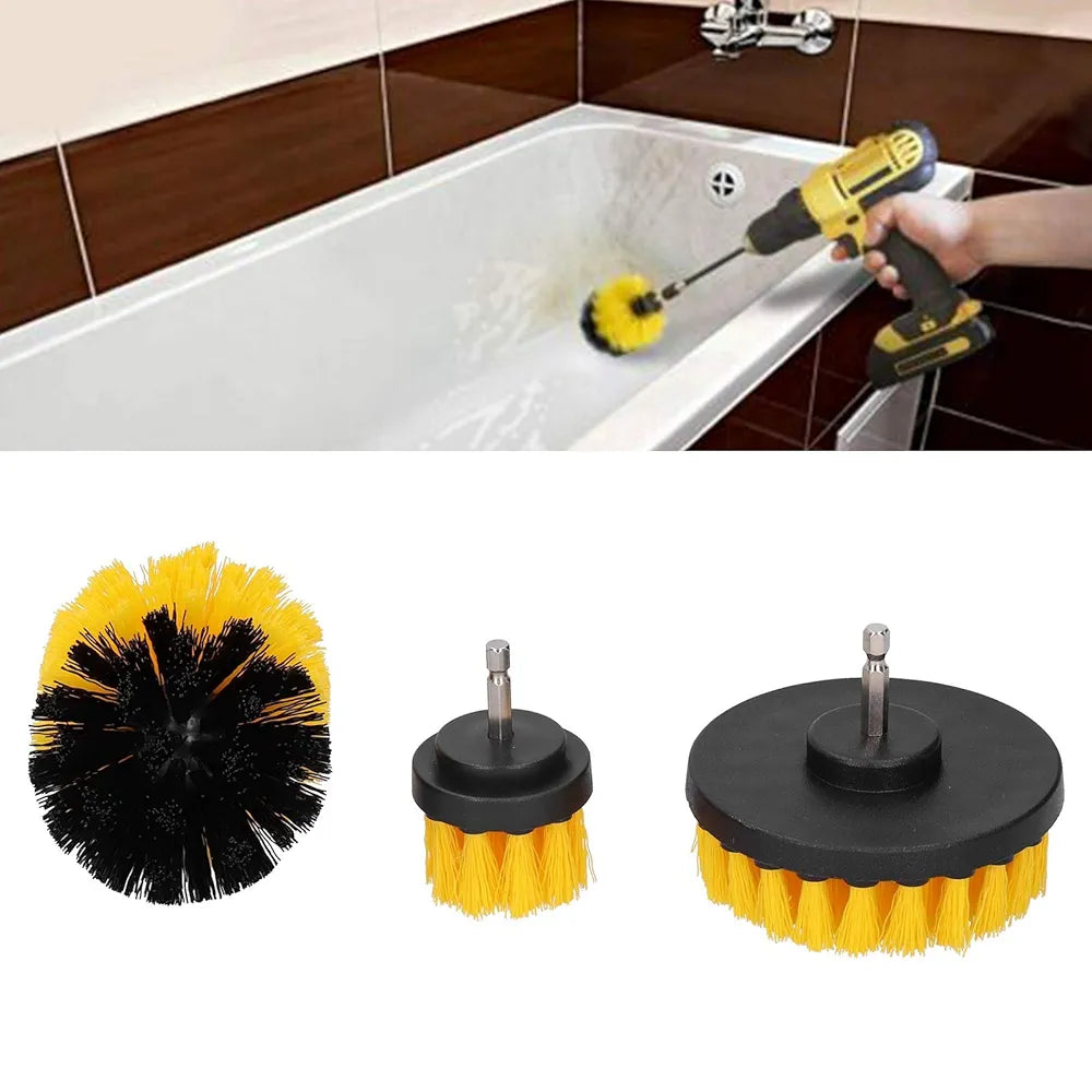 3Pcs Drill Brush Set Nylon Hair Power Scrubber Brush Floor Tile Cleaning Brush Drill Scrub Brushes Kit
