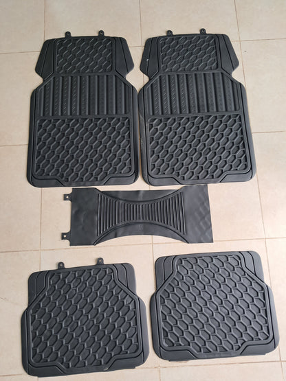 Honeycomb Design 5 PCS Black Heavy Duty Rubber Car Floor Mats – Anti-Slip & Waterproof