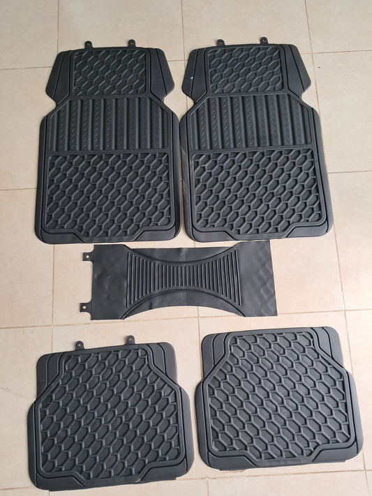 Honeycomb Design 5 PCS Black Heavy Duty Rubber Car Floor Mats – Anti-Slip & Waterproof