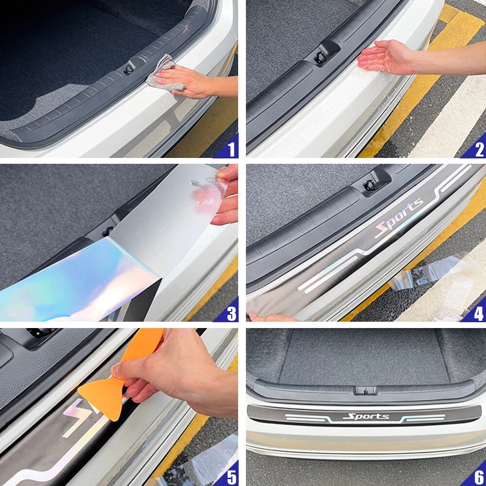 Trunk Protective Strip Anti Scratch Sticker With Car Logo