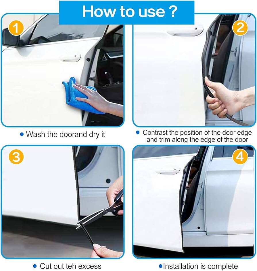 Car Door Protection 5 m Rubber Edge Protection for Most Models Black