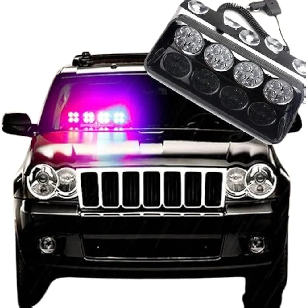 16 LED Flasher Strobe Light with Flashing Modes, Police Car Emergency Light | For Police Car | (Red Blue)