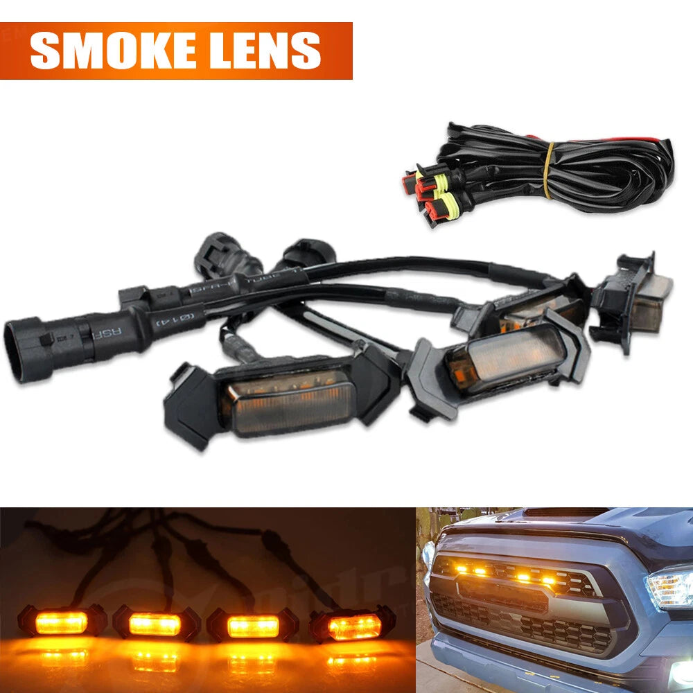 4pcs Raptor Style Amber Grille Light LED DRL For Toyota Tacoma