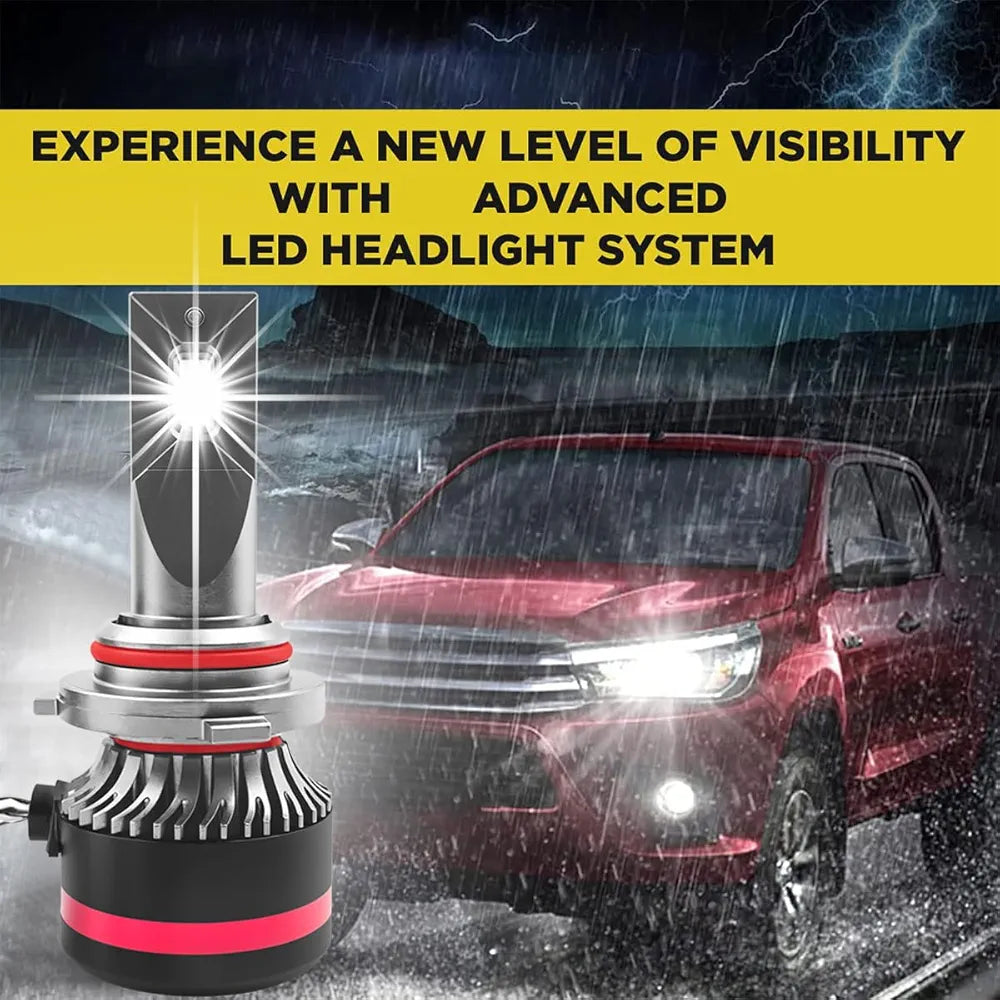 2 LED Headlight Bulbs, 100W 9000 Lumens Super Bright 6000K Cool White, Quick Install LED Conversion Kit, Halogen Replacement for Cars, Trucks & Motorcycles (Pack of 2)