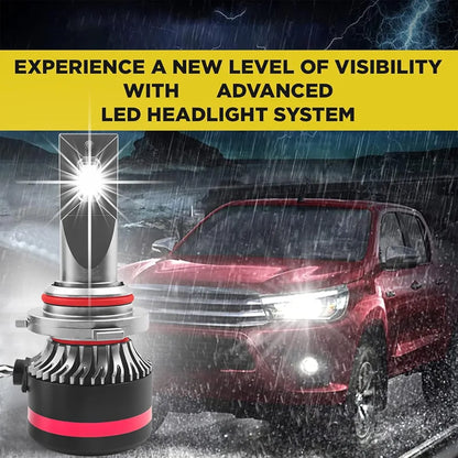 2 LED Headlight Bulbs, 100W 9000 Lumens Super Bright 6000K Cool White, Quick Install LED Conversion Kit, Halogen Replacement for Cars, Trucks & Motorcycles (Pack of 2)