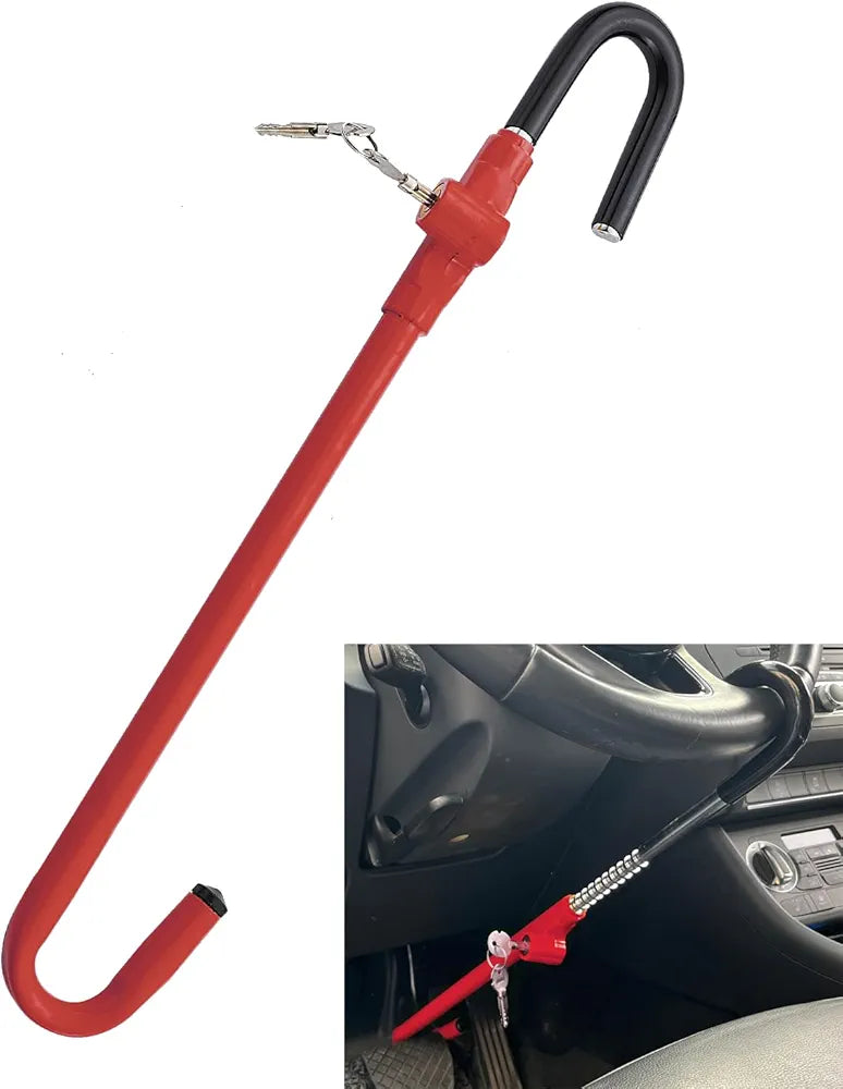 Universal Safety Steering Wheel To Clutch Pedal Lock Car Anti Theft Truck Auto