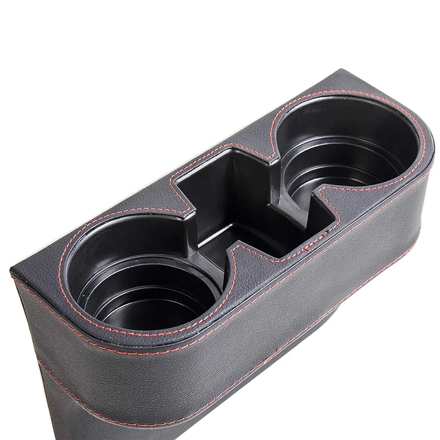 Car Cup Holder Expander with PU Leather Cover, Multifunction Car Seat Pocket Glove Phone Mount Organizer,Car Back Seat Storage for Drink Mug Bottle CellPhones Coasters Cards
