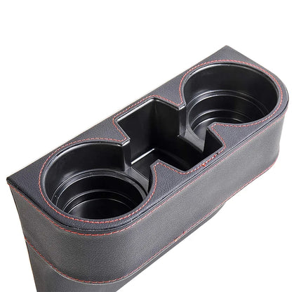 Car Cup Holder Expander with PU Leather Cover, Multifunction Car Seat Pocket Glove Phone Mount Organizer,Car Back Seat Storage for Drink Mug Bottle CellPhones Coasters Cards