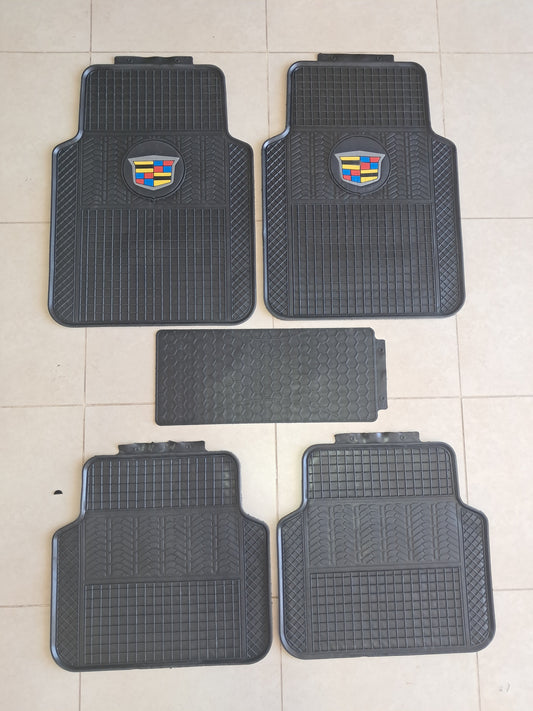 Cadillac Style Rubber Floor Mats – Universal Fit Anti-Slip All-Weather (5 PCS)
