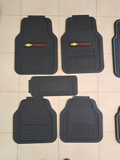 Chevrolet Red Logo SportLine Rubber Floor Mats – Anti-Slip All-Season 5 Piece Set
