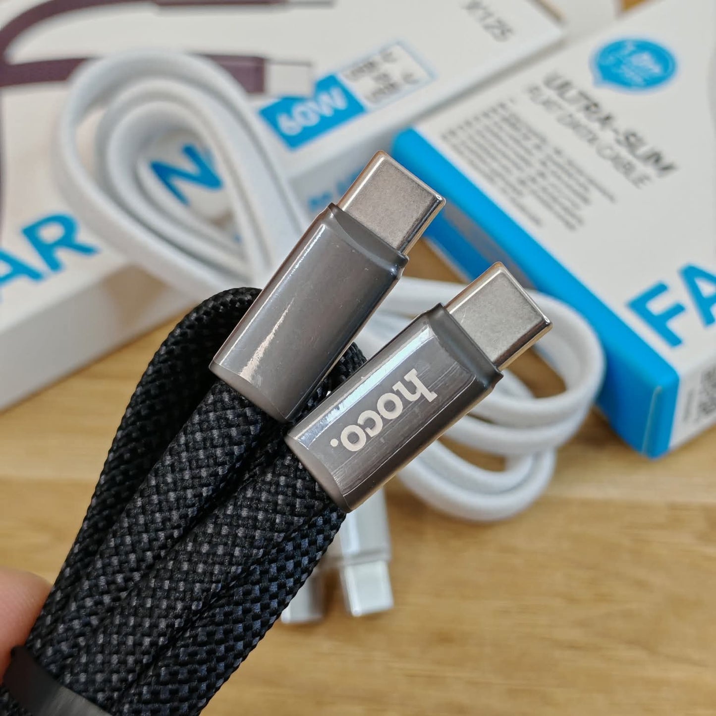 Hoco X125 Charging Cable Type-C to Lightning (Iphone) – 30W Or Type-C to Type-C – 60W Premium flat braided cable with durable Zinc