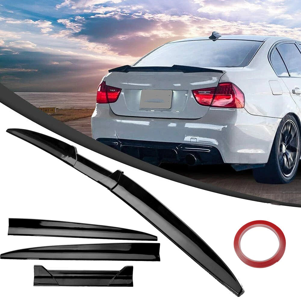 For All Cars Adjustable Rubber Rear Trunk Spoiler Lip Roof Tail Wing Black For Car Sedan Universal