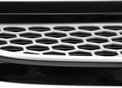 Hood Vents, Exterior Hood Air Vent Outlet Wing Trim (Black & Silver)