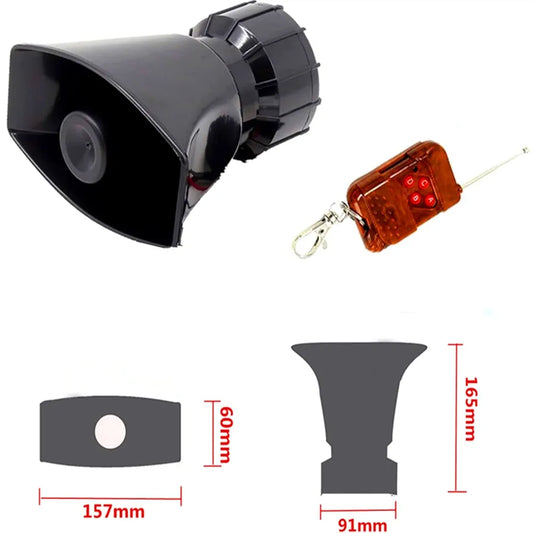 Car Horn Remote alarm horn Siren alarm Multiple Tone 100W Loud Car Warning Alarm Police Fire Siren Horn with Brown Remote Controller Wireless speaker Electric Horn for 12V car truck boat ect