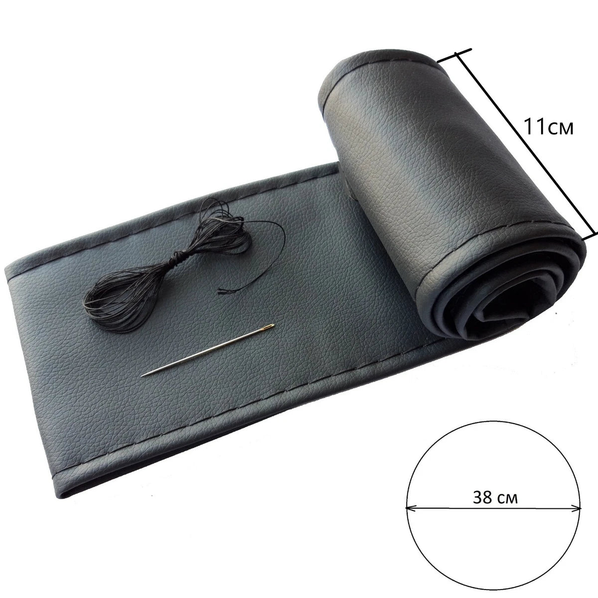 Car Faux Leather Steering Wheel Cover With Needle+Thread Handmake