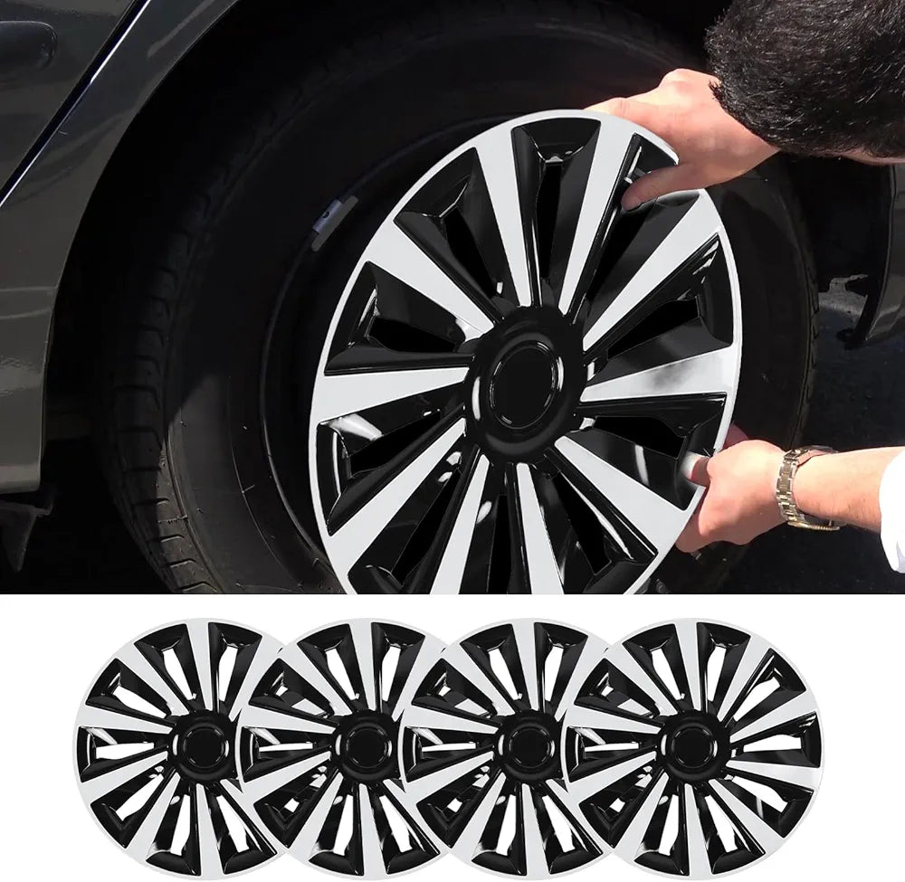 4pcs 15 Inch Wheel Cover Hub Cap, Universal Fit for Steel Wheels with ABS Material Design Fits Most Cars Trucks SUVs